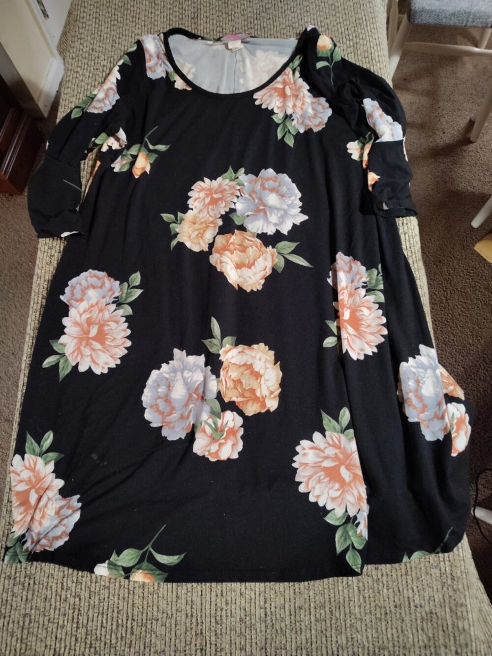 SAY ANYTHING Tunic Top Sz 1X Floral Cottagecore Long Sleeve Colorful Liquid Knit